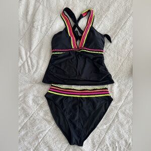 Popvil High Waisted Tankini Size XL Bright Colors